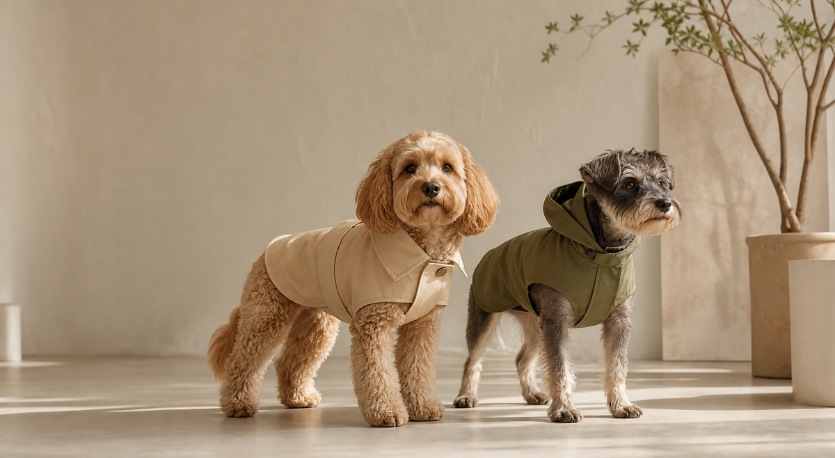 Velupo Hunde mit Geschirr und Regenjacke