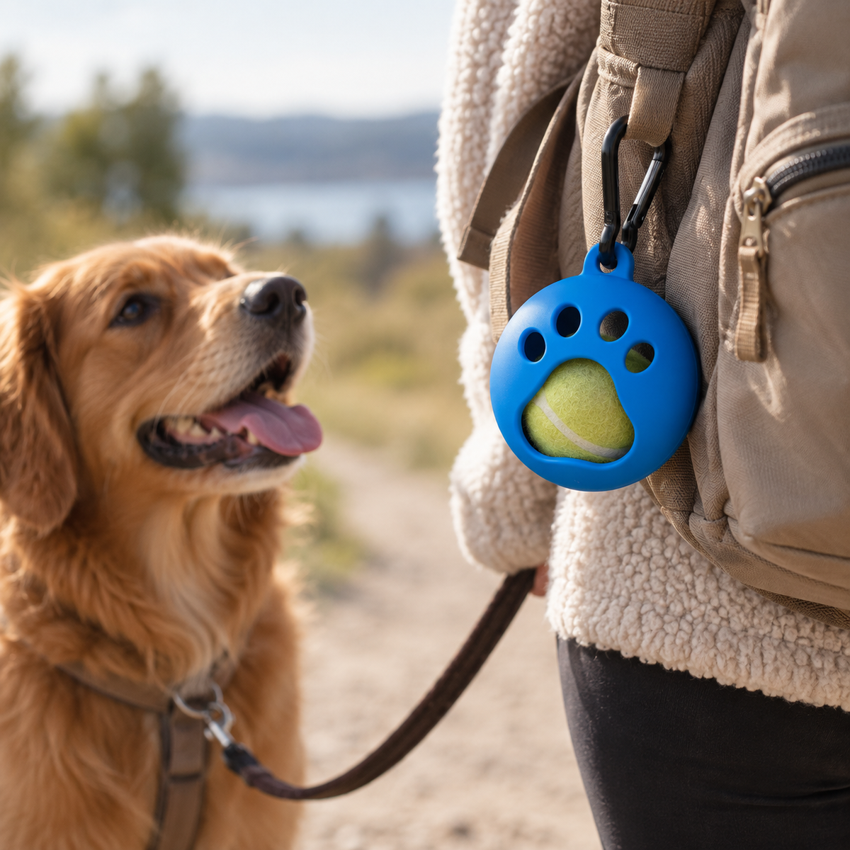Velupo portapelotas para perros con mosquetón – Accesorio de paseo – Arándano