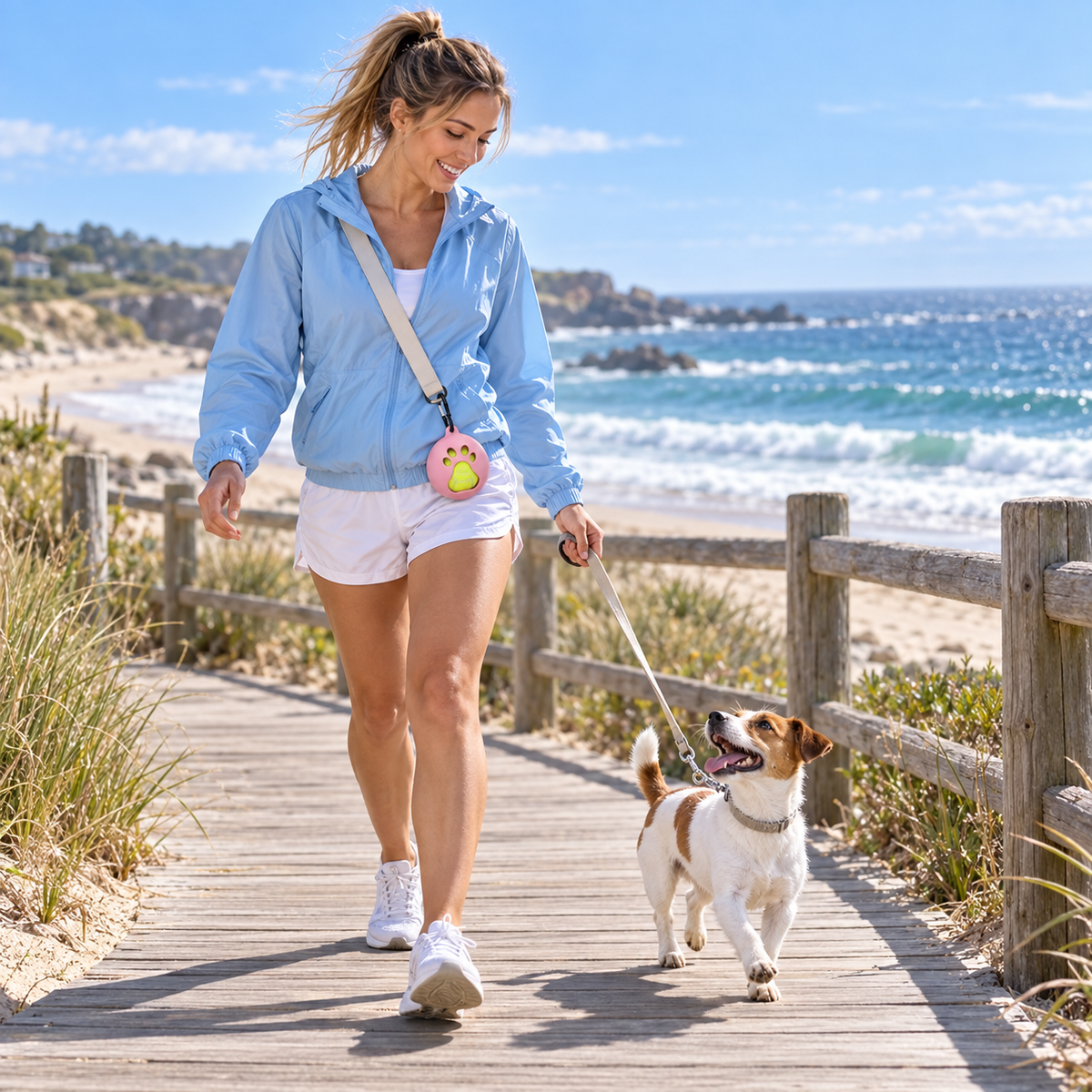 Velupo portapelotas para perros con mosquetón – Accesorio de paseo – Fresa