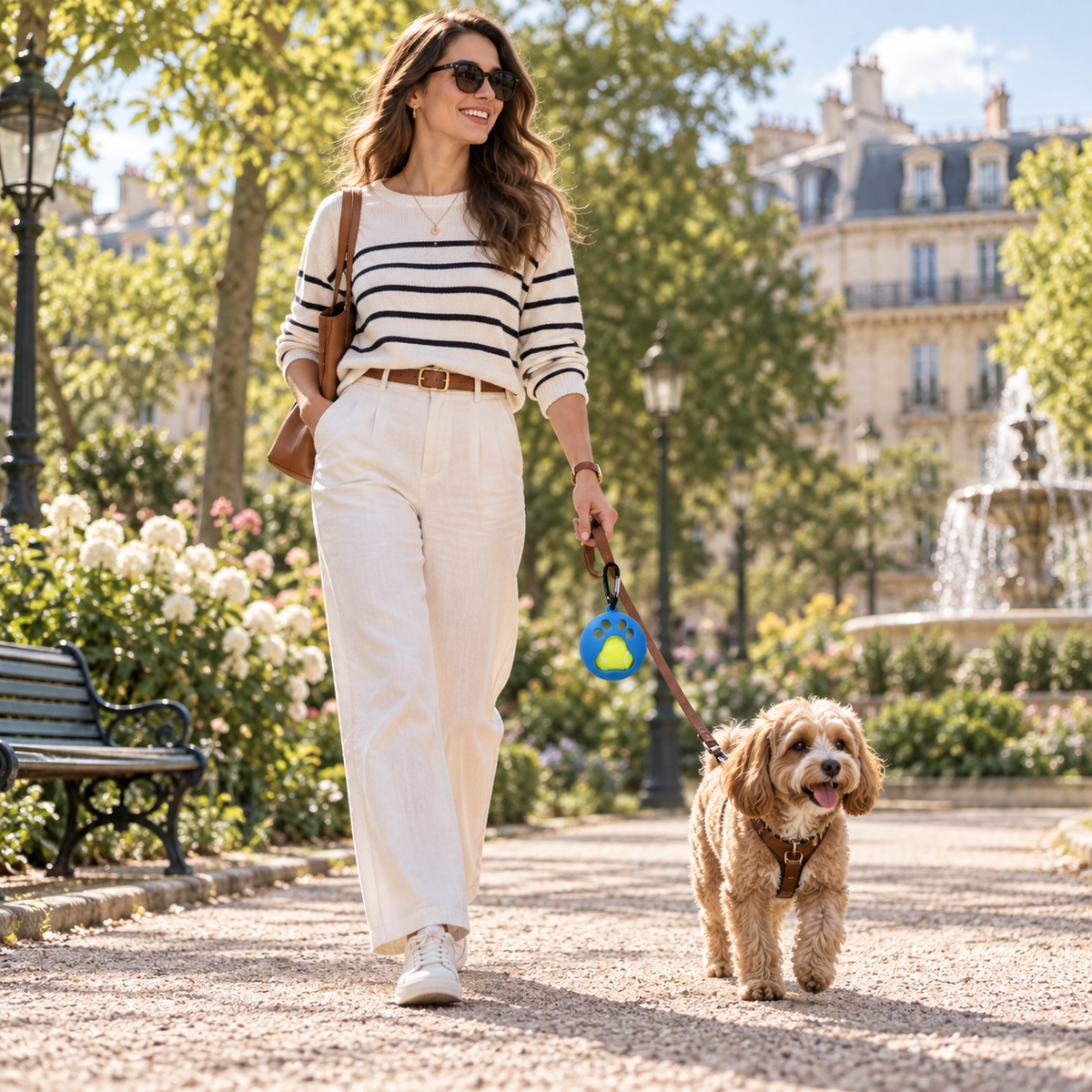 Velupo portapelotas para perros con mosquetón – Accesorio de paseo – Arándano
