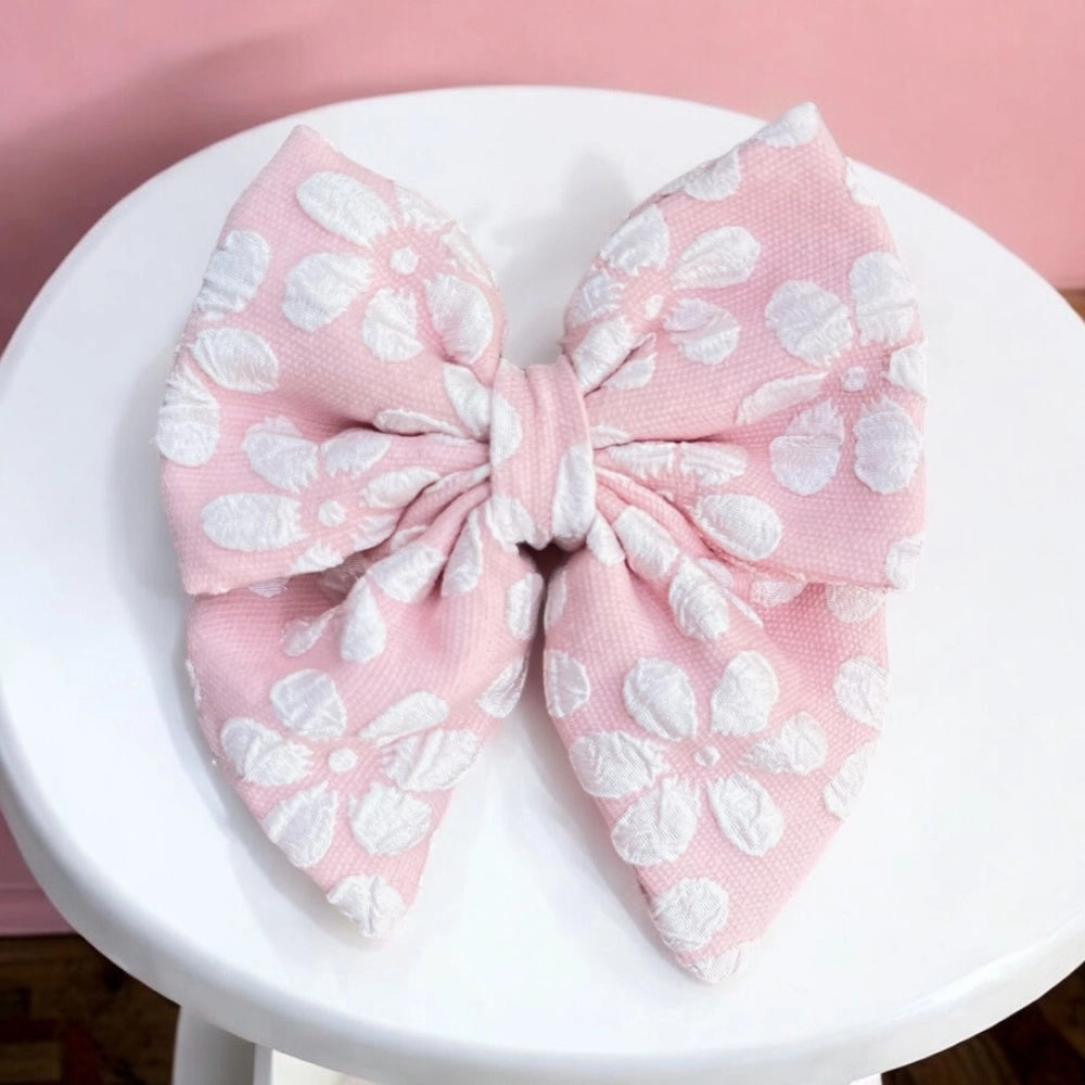 Sailor Bow Rosé Schleife mit weißem Blumenmuster